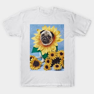 Pug Dog Sunflower T-Shirt